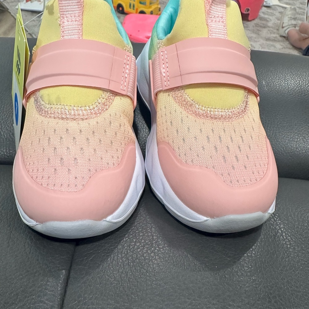 All in Motion Girls Pink and Yellow Slip-On Athletic Sneakers Size 7